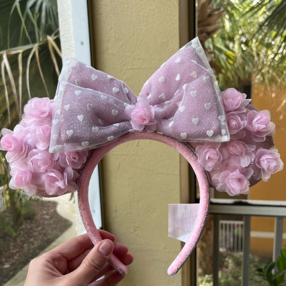 Disney Parks Rose and Heart Valentines Inspired Minnie Ears